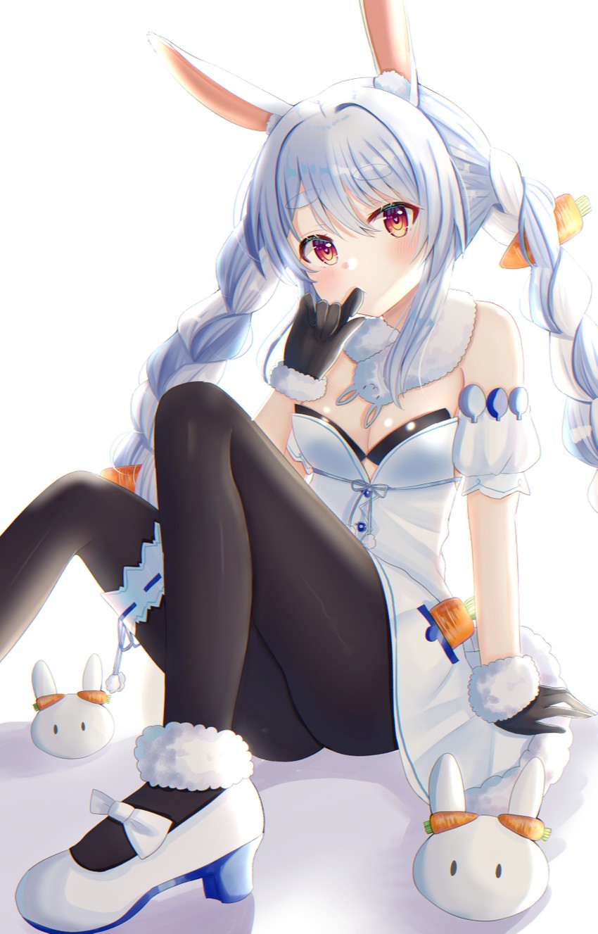 usada pekora, don-chan, and pekomon (hololive) drawn by nibosi