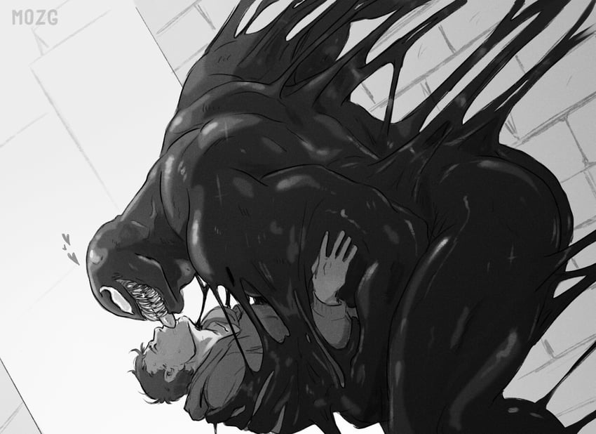 venom and eddie brock (marvel and 1 more) drawn by mozg_(bruh)