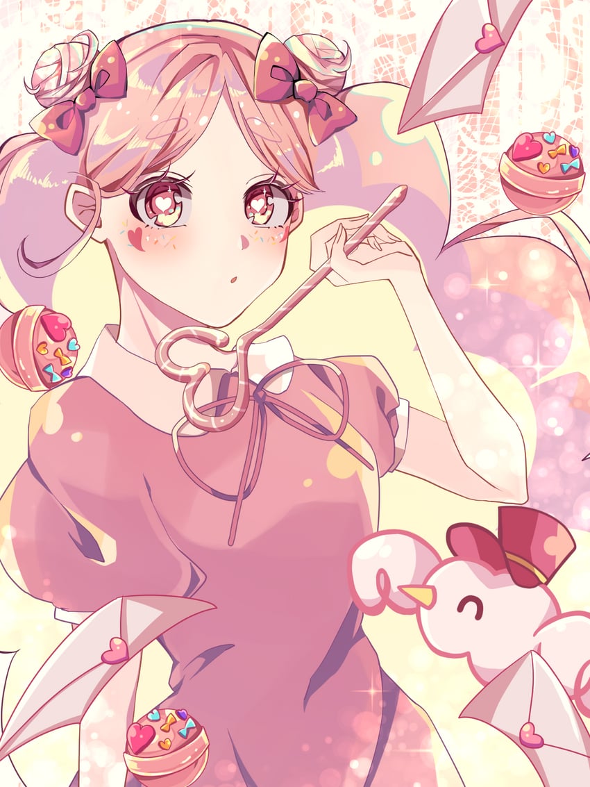 cotton candy cookie and cotton candy bird (cookie run and 1 more) drawn by kam_tuki