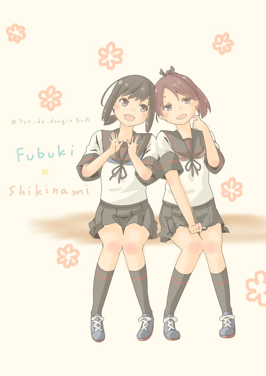 fubuki, shikinami, fubuki kai ni, and shikinami kai ni (kantai collection) drawn by pot-de