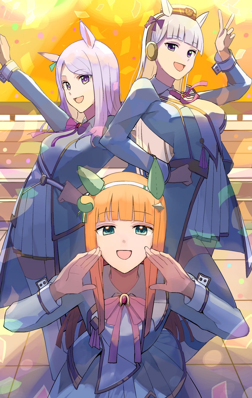 gold ship, mejiro mcqueen, and silence suzuka (umamusume) drawn by chisaku