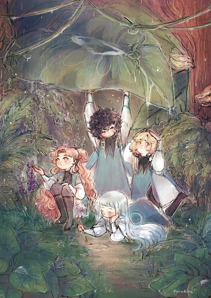 coco, agott, richeh, and tetia (tongari boushi no atelier) drawn by naiadite