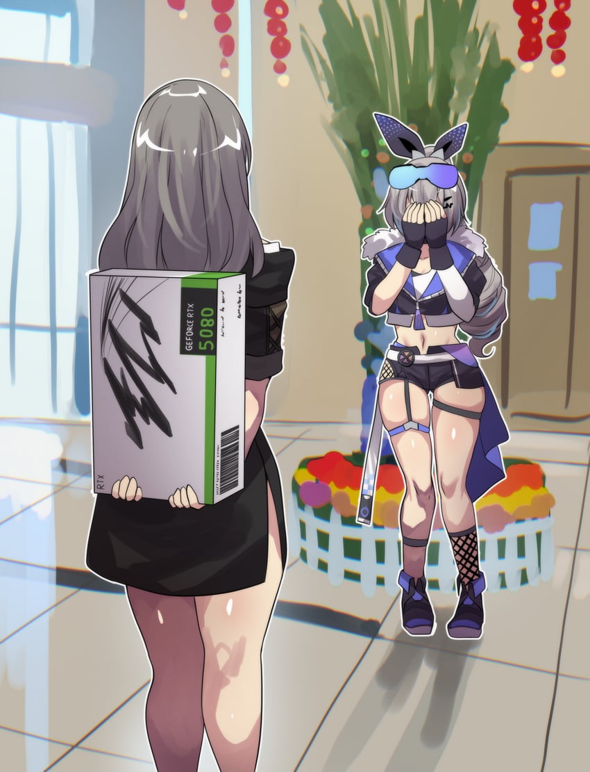 trailblazer, stelle, and silver wolf (honkai and 2 more) drawn by hinghoi