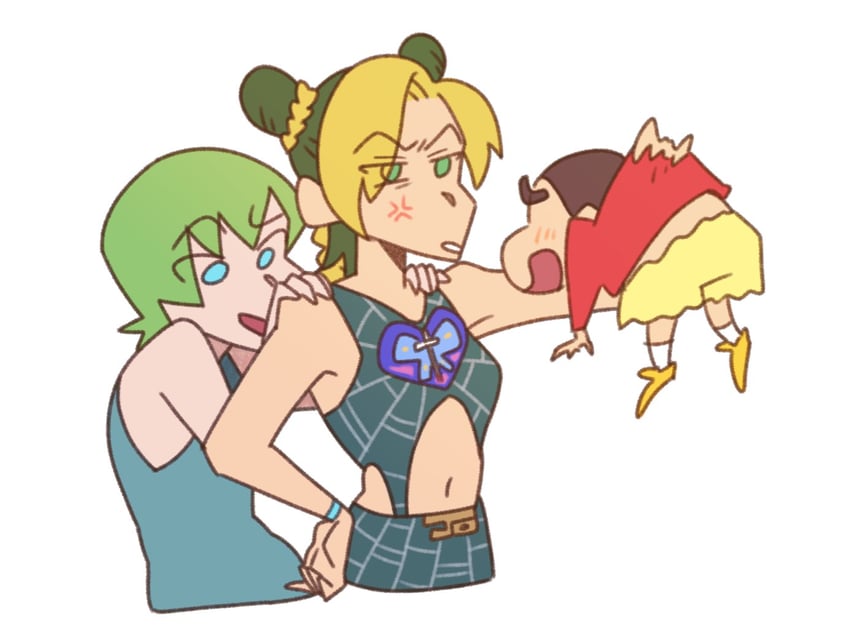 kujo jolyne, foo fighters, and nohara shinnosuke (jojo no kimyou na bouken and 2 more) drawn by 08261125