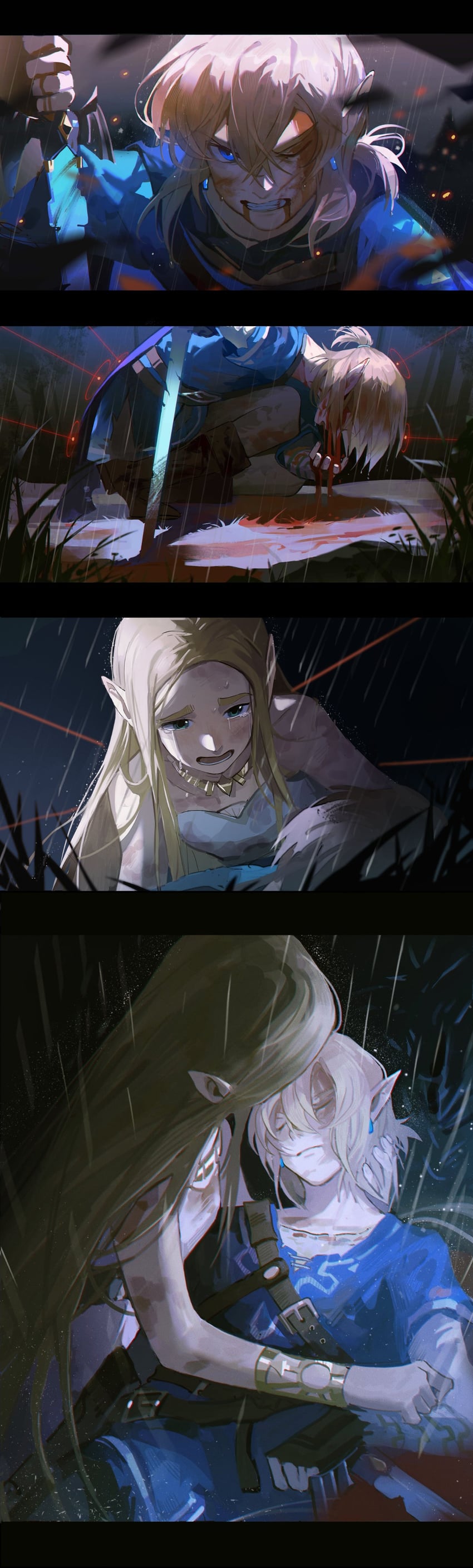 link and princess zelda (the legend of zelda and 1 more) drawn by sanyang003