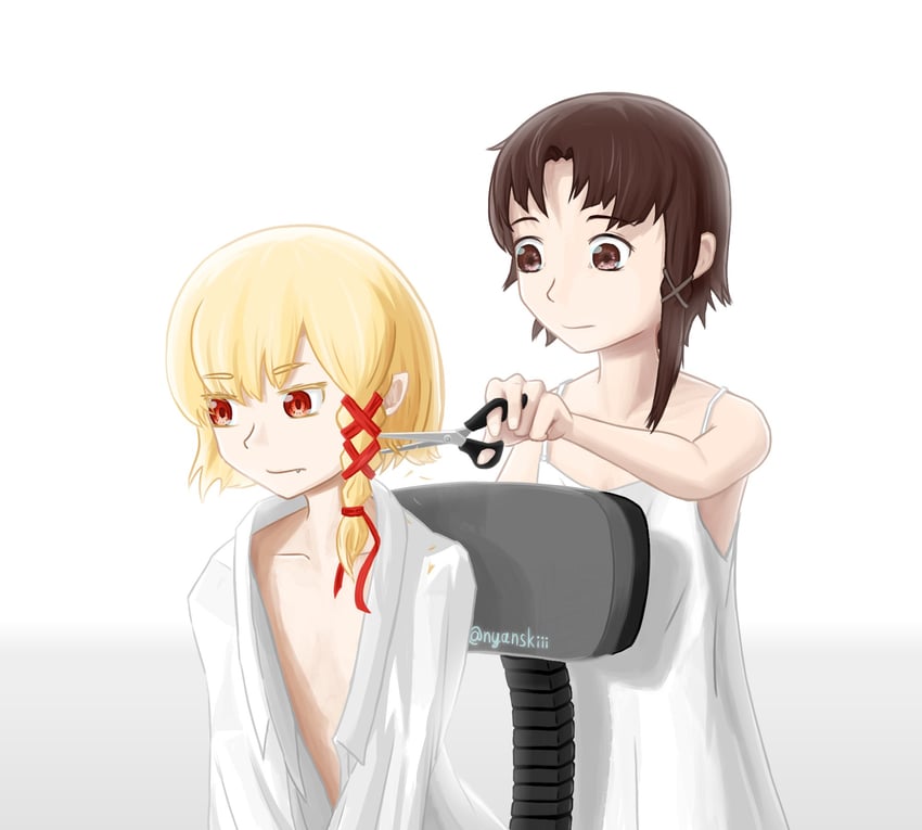 iwakura lain and deathtopia virtuoso suicide-master (monogatari and 2 more) drawn by nyanskii