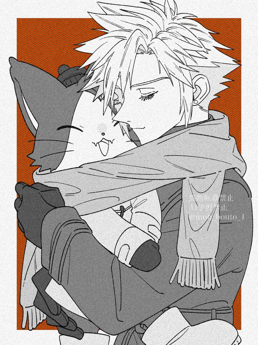 cloud strife and cait sith (final fantasy and 3 more) drawn by mob_bouto_1