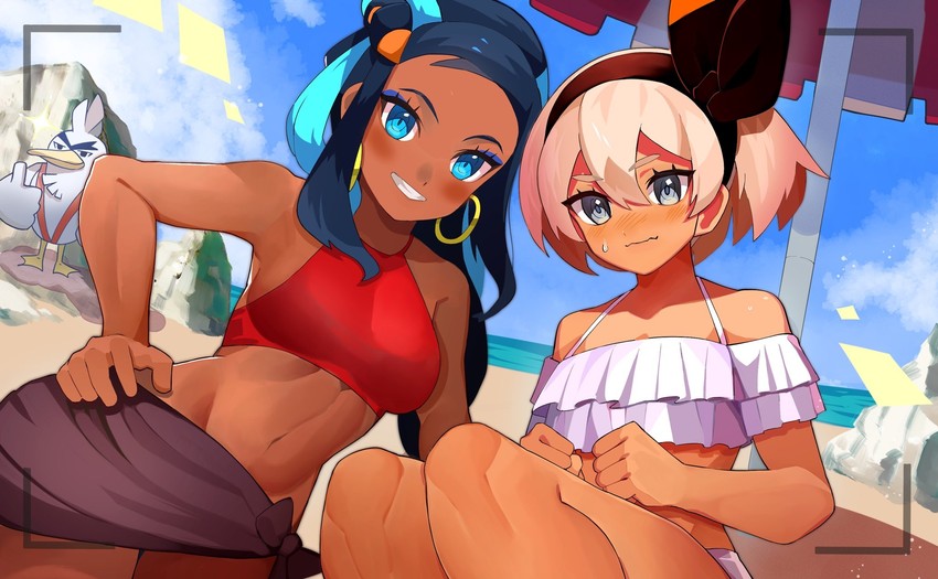 nessa, bea, and sirfetch'd (pokemon and 2 more) drawn by katwo