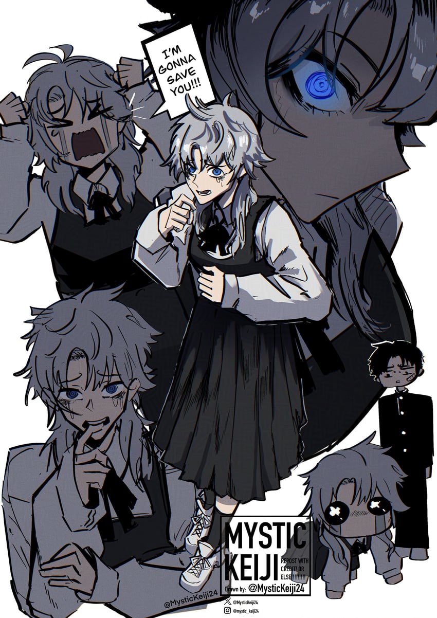 famine devil and bandaid boy (chainsaw man) drawn by mystickeiji24
