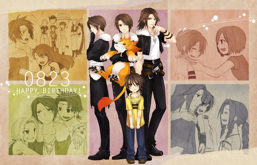 aerith gainsborough, yuffie kisaragi, squall leonhart, zidane tribal, bartz klauser, and 8 more (final fantasy and 7 more) drawn by hiryuu_(kana_h)
