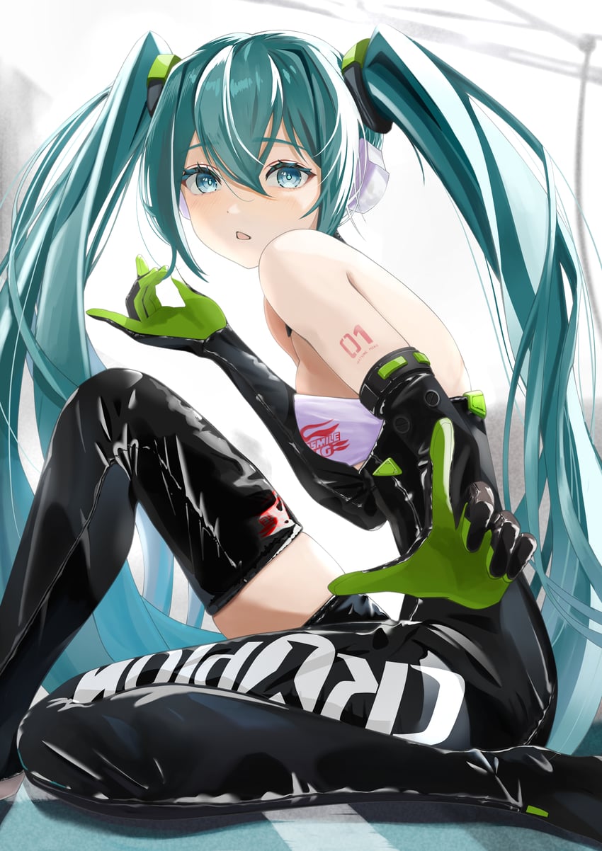 hatsune miku and racing miku (vocaloid and 1 more) drawn by hxk4_n
