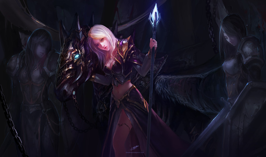 jaina proudmoore, mage, and invincible (warcraft and 1 more) drawn by chenbo
