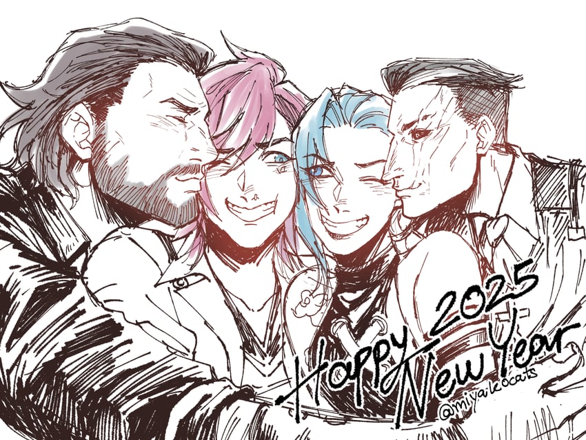 jinx, vi, silco, and vander (league of legends and 1 more) drawn by miyakocats