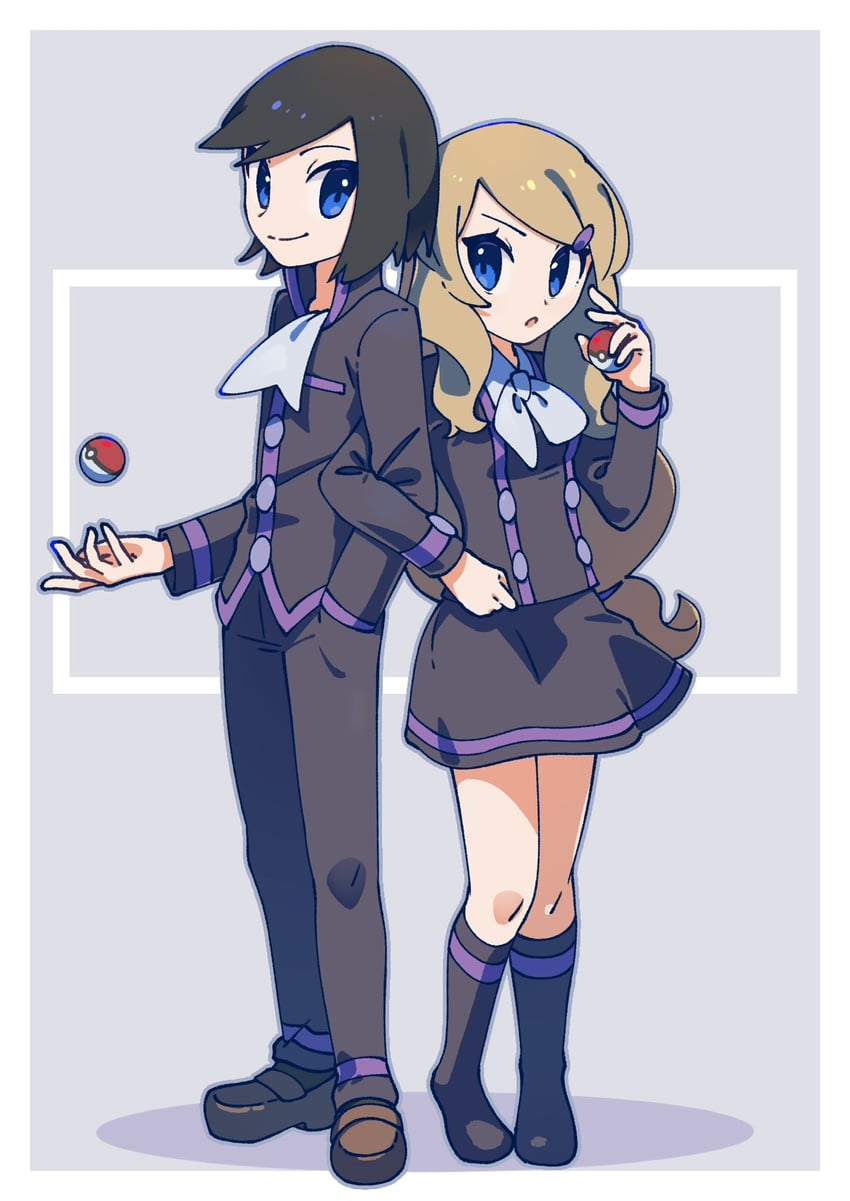 serena, calem, and ace trainer (pokemon and 1 more) drawn by omochi_(omotimotittona3)