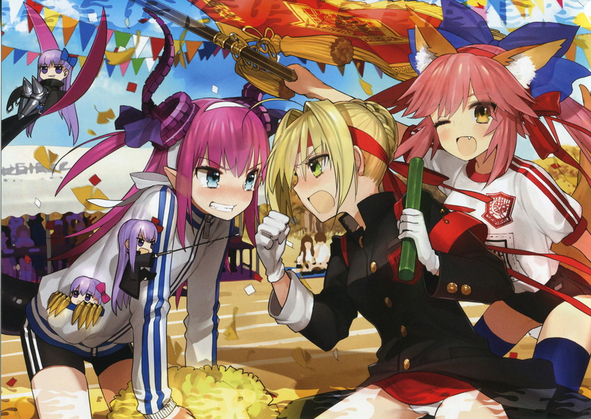 tamamo, nero claudius, tamamo no mae, bb, meltryllis, and 3 more (fate and 2 more) drawn by wada_arco
