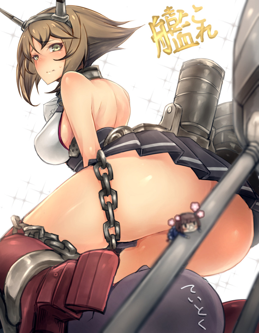 mutsu, fairy, and 41cm twin gun mount (kantai collection) drawn by inayama