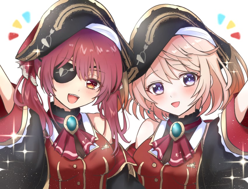 houshou marine and eleanor (hololive and 1 more) drawn by suzu_(sn_whneko)