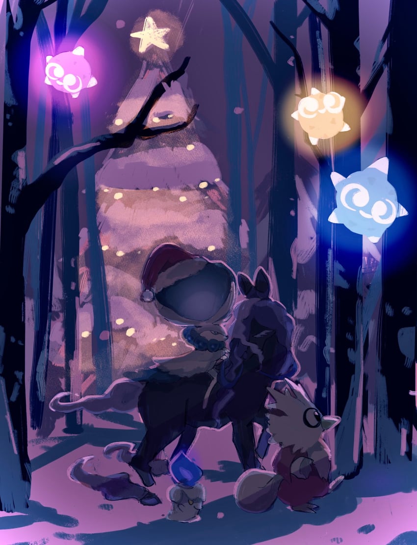 litwick, delibird, minior, calyrex, and spectrier (pokemon) drawn by anzu_(01010611)
