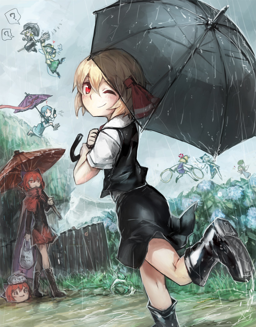 kirisame marisa, komeiji koishi, cirno, rumia, moriya suwako, and 3 more (touhou) drawn by spark621
