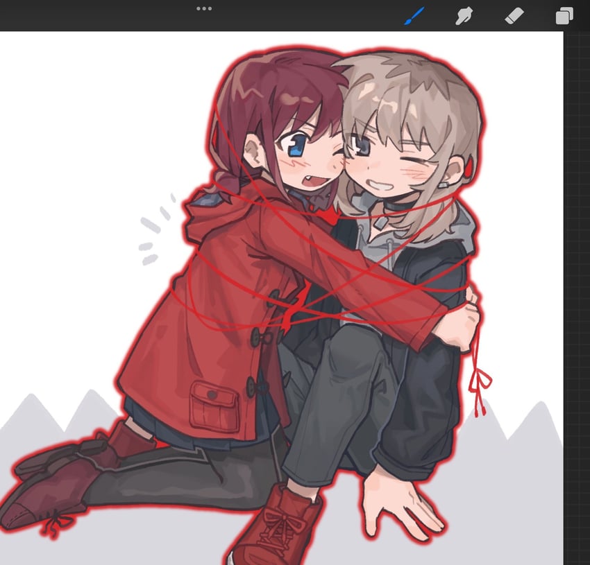 iseri nina and kawaragi momoka (girls band cry) drawn by tutai