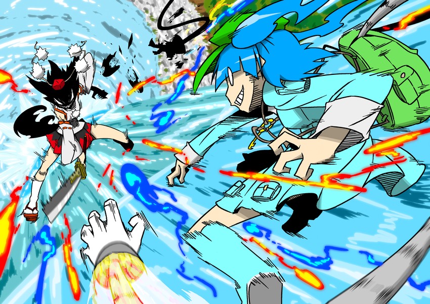 inubashiri momiji and kawashiro nitori (touhou) drawn by t.o_(aramisu)