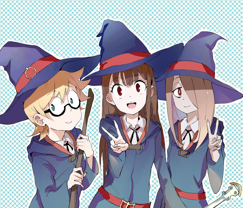 kagari atsuko, sucy manbavaran, and lotte jansson (little witch academia) drawn by sishenfan
