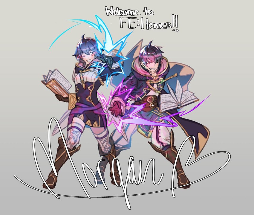 female morgan and male morgan (fire emblem and 1 more) drawn by krazehkai