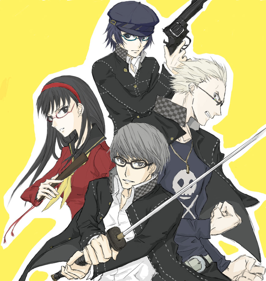 narukami yu, shirogane naoto, amagi yukiko, and tatsumi kanji (persona and 1 more) drawn by gogono_pan'ya