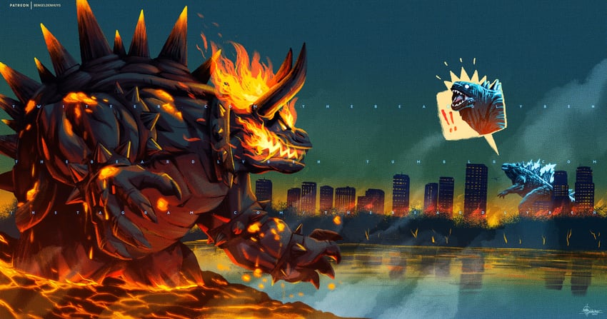 bowser, godzilla, and fury bowser (mario and 2 more) drawn by ben_geldenhuys