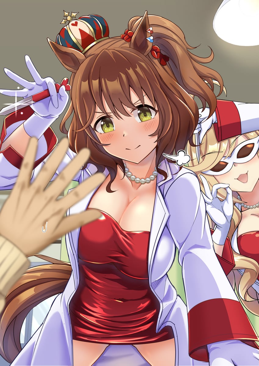 trainer, aston machan, anshinzawa sasami, inoue kikuko, and inoue honoka (umamusume) drawn by zenrakishi