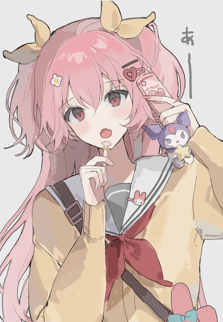 my melody, kuromi, and momoi airi (project sekai and 2 more) drawn by gyono