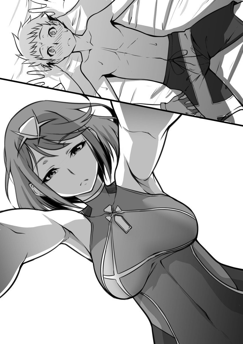 pyra and rex (xenoblade chronicles and 1 more) drawn by k-you_(hikarininare)