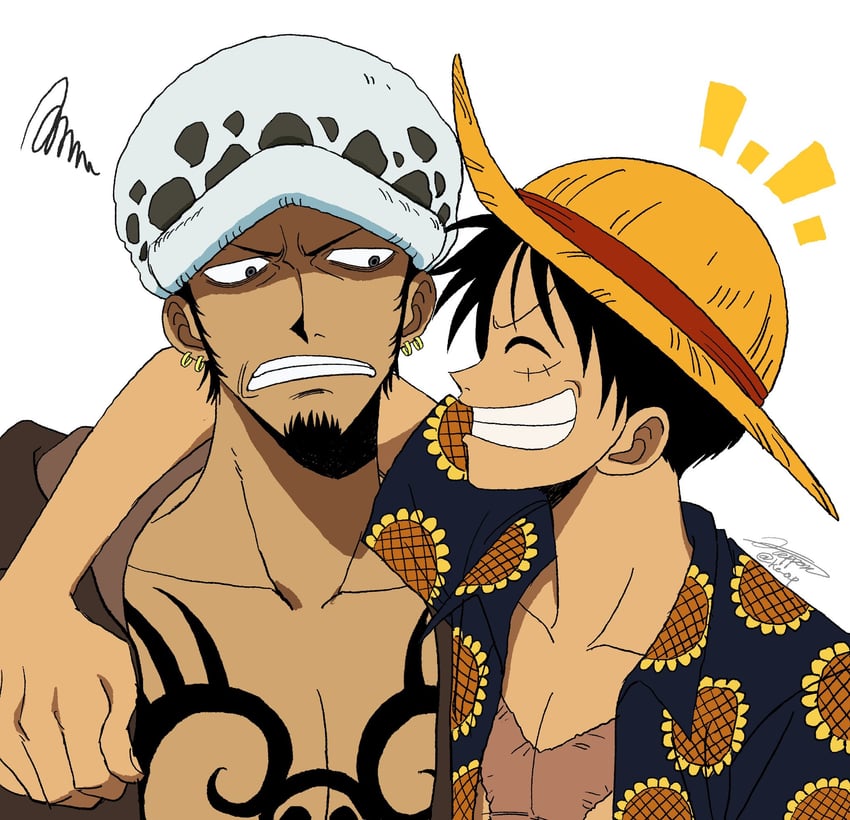 monkey d. luffy and trafalgar law (one piece) drawn by keppon