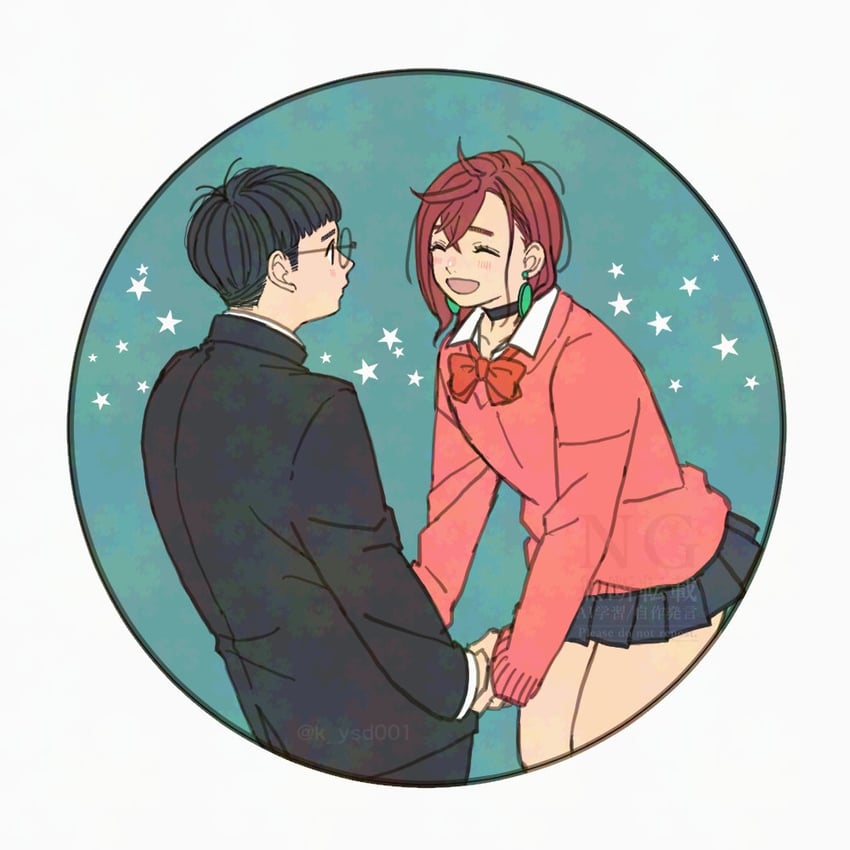 ayase momo and takakura ken (dandadan) drawn by k_ysd001