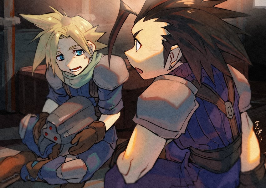 cloud strife and zack fair (final fantasy and 1 more) drawn by nanpou_(nanpou0021)