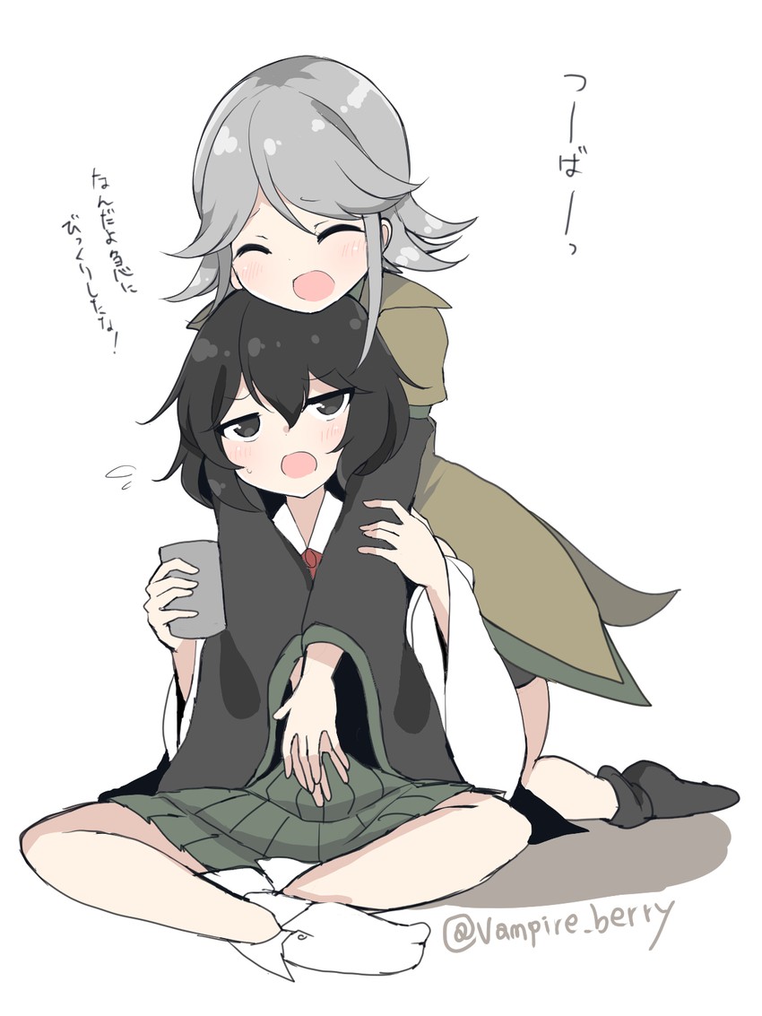 enraku tsubakura and houlen yabusame (len'en) drawn by ougi_hina