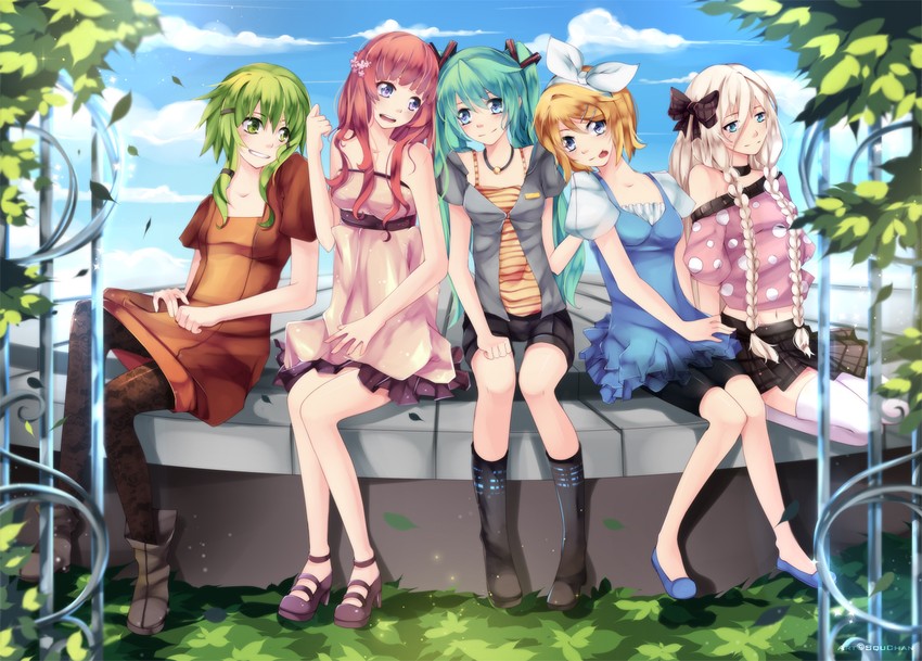 hatsune miku, kagamine rin, megurine luka, gumi, and ia (vocaloid) drawn by squchan