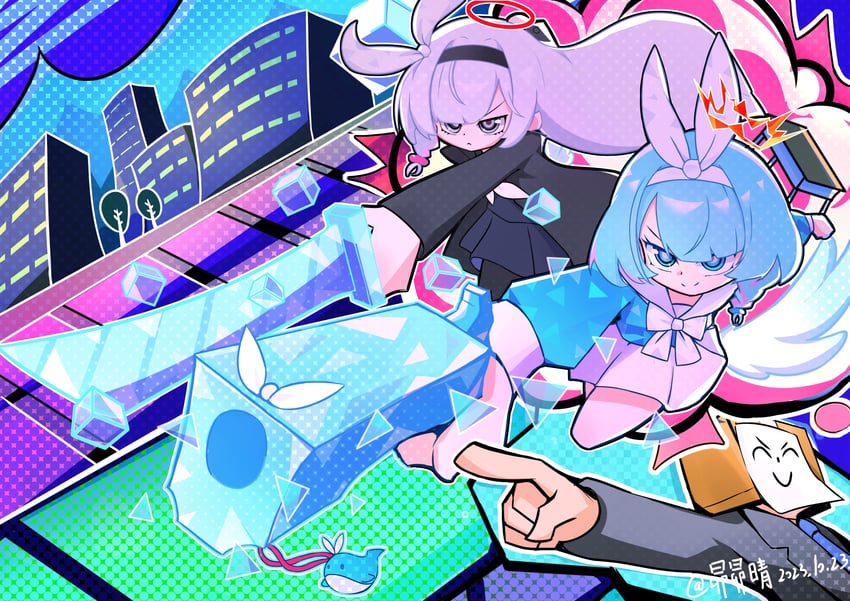 sensei, arona, and plana (blue archive and 1 more) drawn by maomaoquing