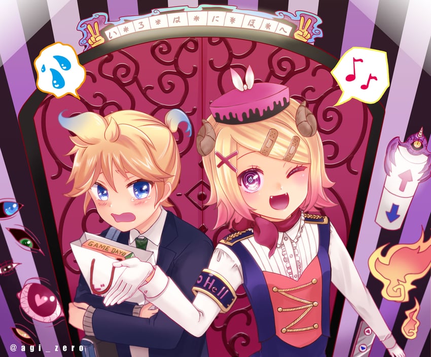 kagamine rin and kagamine len (vocaloid) drawn by agi_(kankarado)