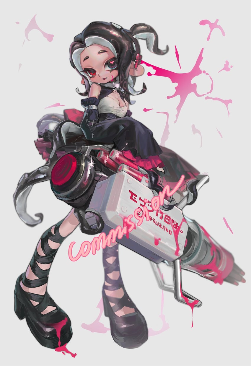 octoling player character and octoling girl (splatoon and 1 more) drawn by diurtion