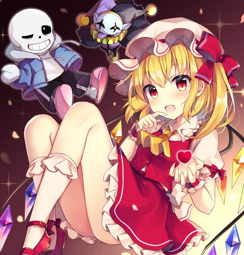 flandre scarlet, sans, and jevil (touhou and 2 more) drawn by ruhika