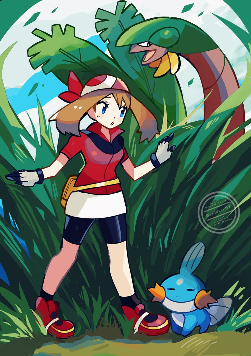may, mudkip, and tropius (pokemon and 1 more) drawn by anidler91
