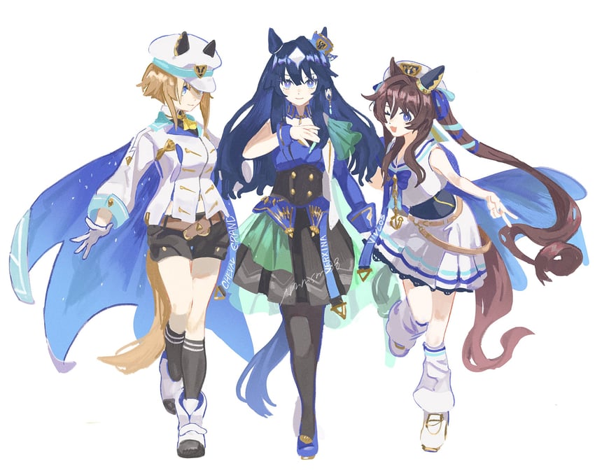cheval grand, verxina, and vivlos (umamusume) drawn by ummsm_88