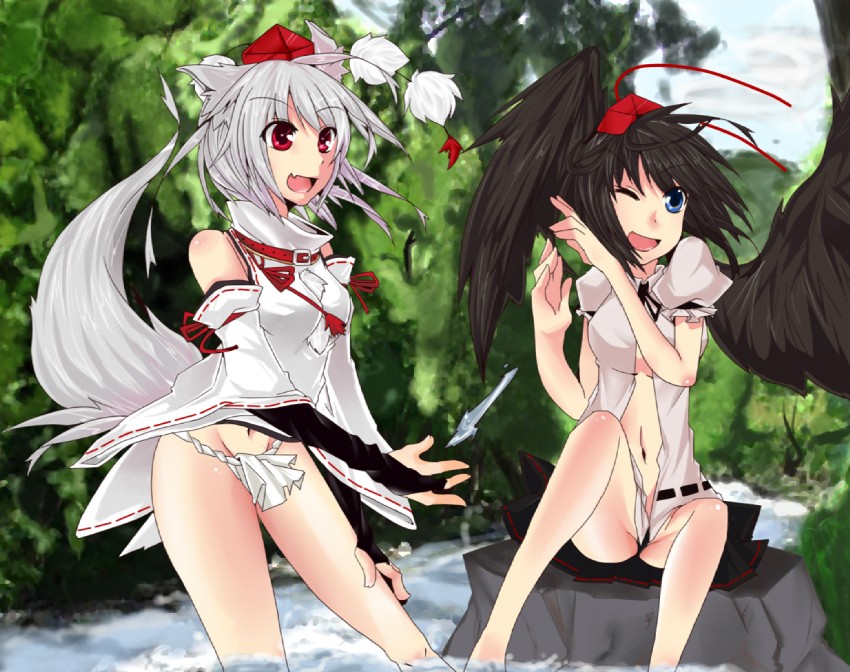 shameimaru aya and inubashiri momiji (touhou) drawn by katakura_nayuuki