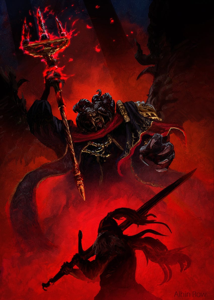 tarnished, bloody wolf, and mohg lord of blood (elden ring) drawn by alhin_row