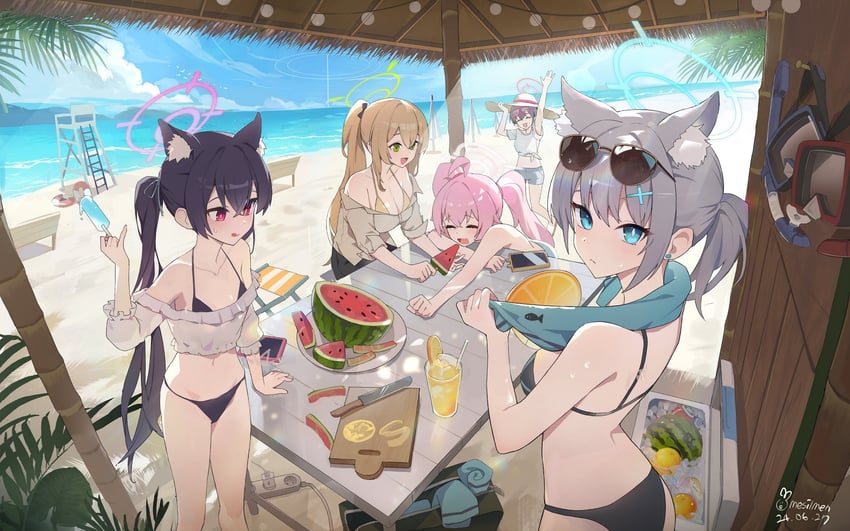 shiroko, hoshino, nonomi, serika, and ayane (blue archive) drawn by halak0000