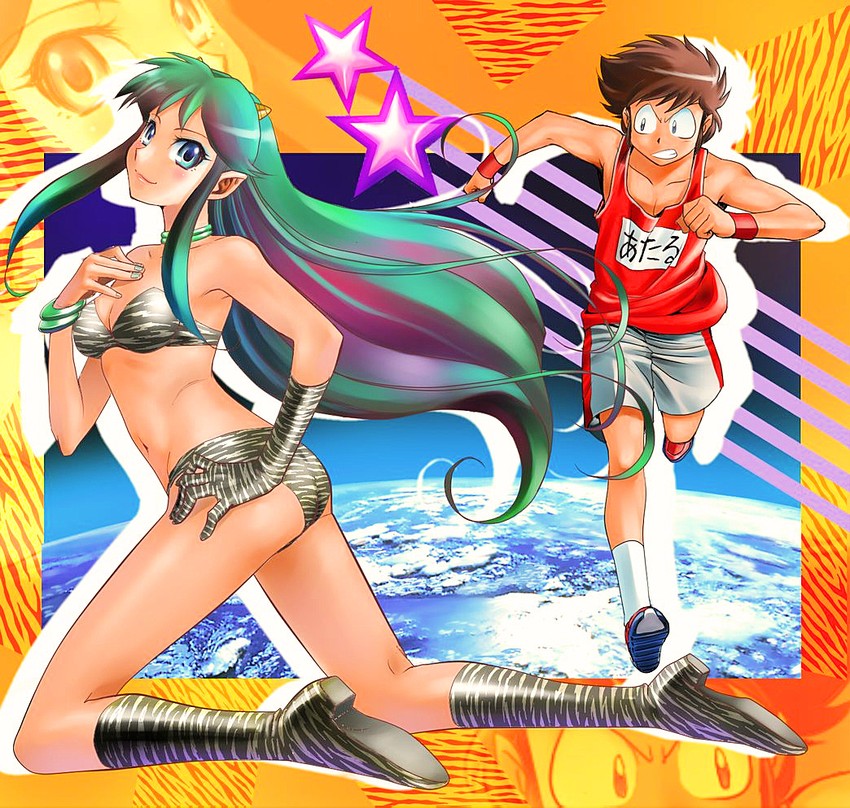 lum and moroboshi ataru (urusei yatsura) drawn by yusao