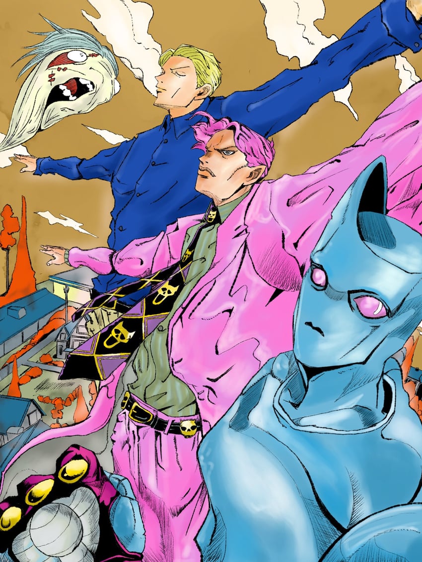 nanami kento, kira yoshikage, and killer queen (jojo no kimyou na bouken and 2 more) drawn by runrun_ac_0630