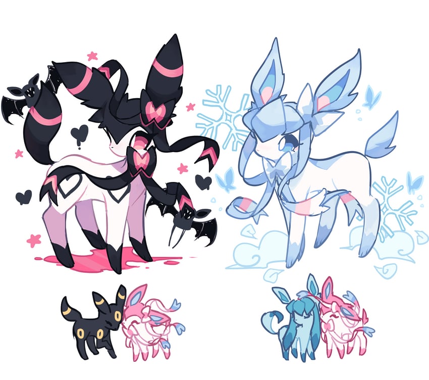 sylveon, umbreon, and glaceon (original and 1 more) drawn by charamells
