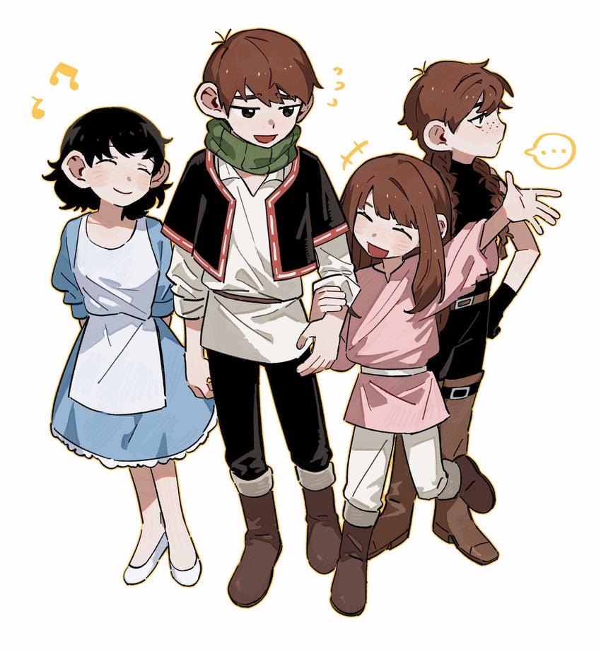 chilchuck tims, mayjack, fullertom, and packpatty (dungeon meshi) drawn by ashuiashui119